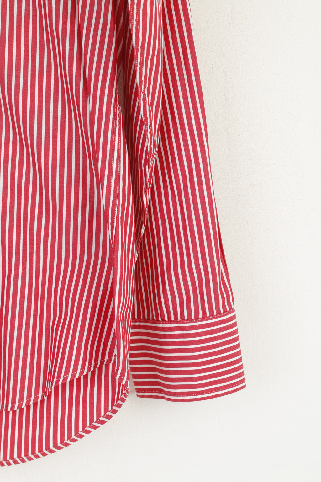 Charles Tyrwhitt Men L Casual Shirt Red Striped Cotton Long Sleeve Top