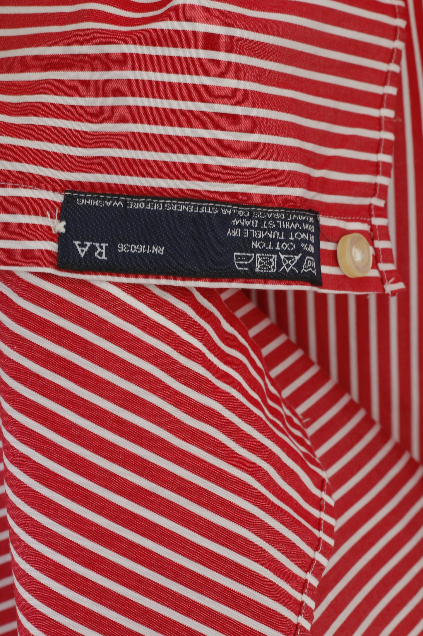 Charles Tyrwhitt Men L Casual Shirt Red Striped Cotton Long Sleeve Top