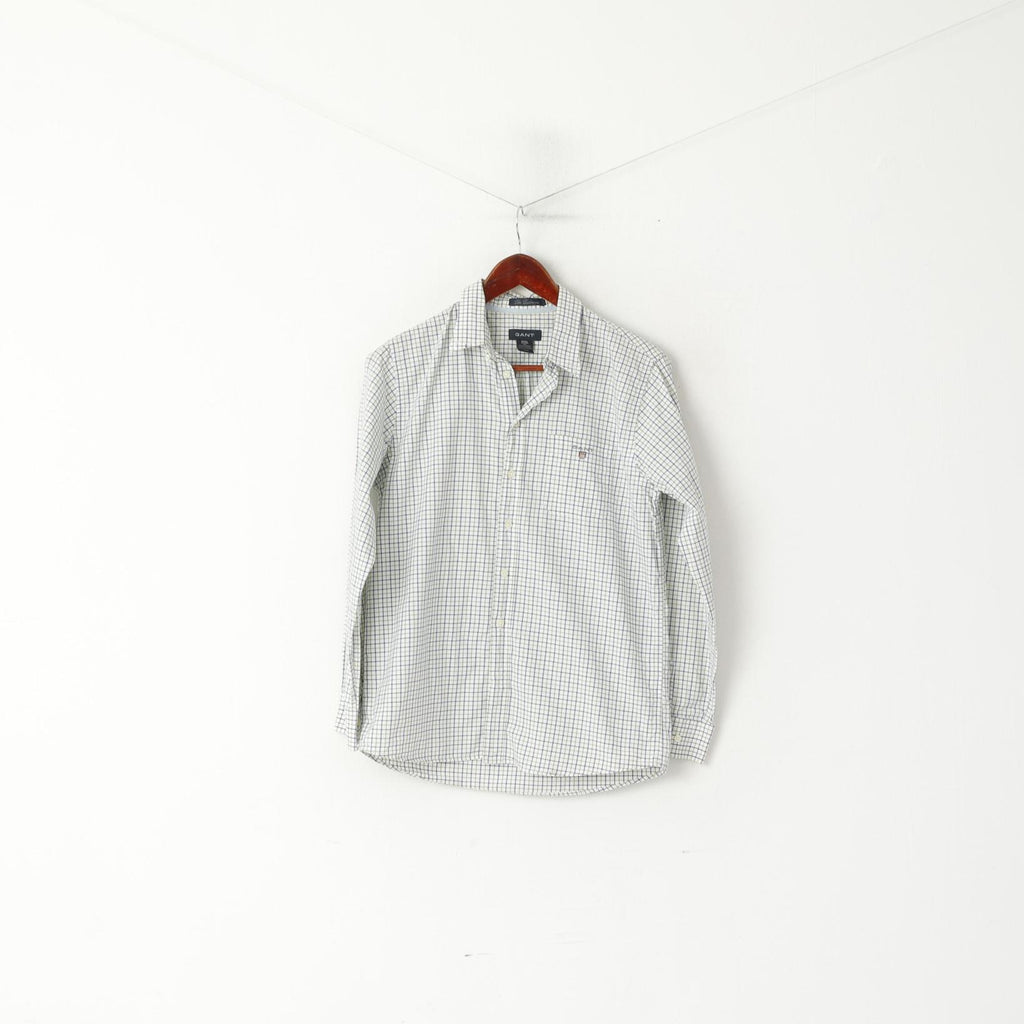 Gant Camicia casual da ragazzo di 15 anni Top a maniche lunghe in cotone tattersal con colletto button down verde