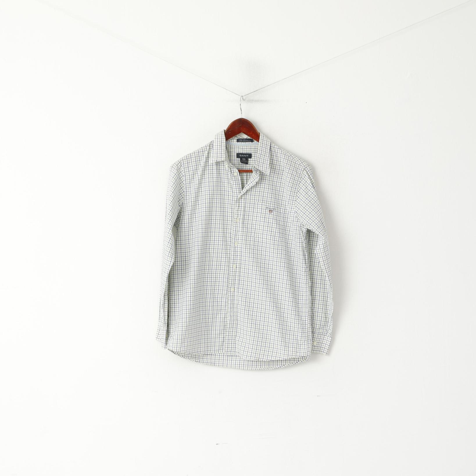 Gant Camicia casual da ragazzo di 15 anni Top a maniche lunghe in cotone tattersal con colletto button down verde