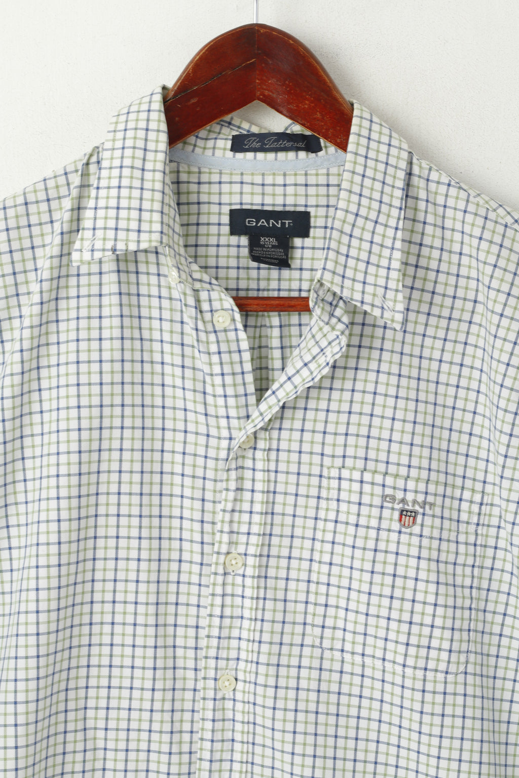 Gant Camicia casual da ragazzo di 15 anni Top a maniche lunghe in cotone tattersal con colletto button down verde