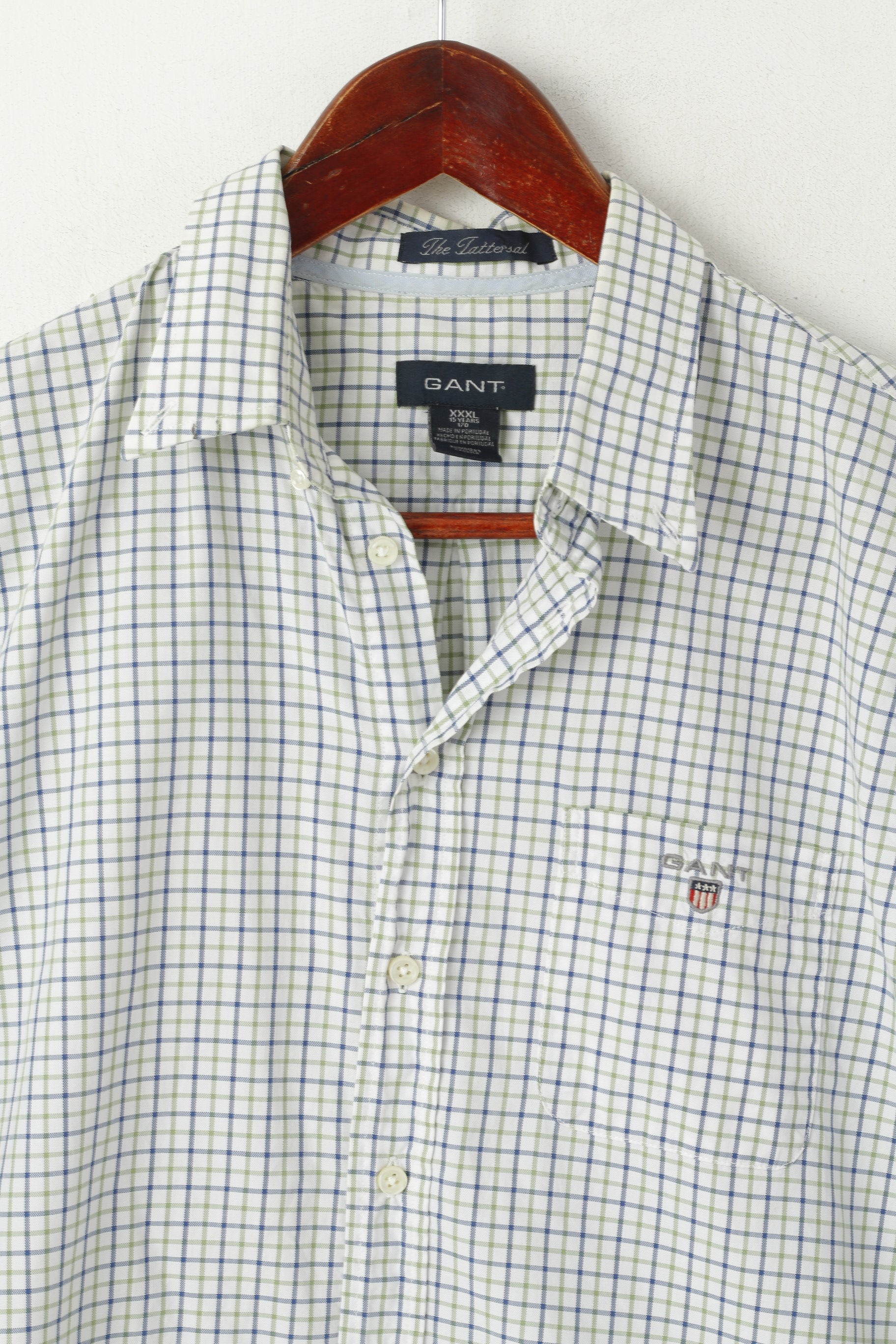 Gant Camicia casual da ragazzo di 15 anni Top a maniche lunghe in cotone tattersal con colletto button down verde