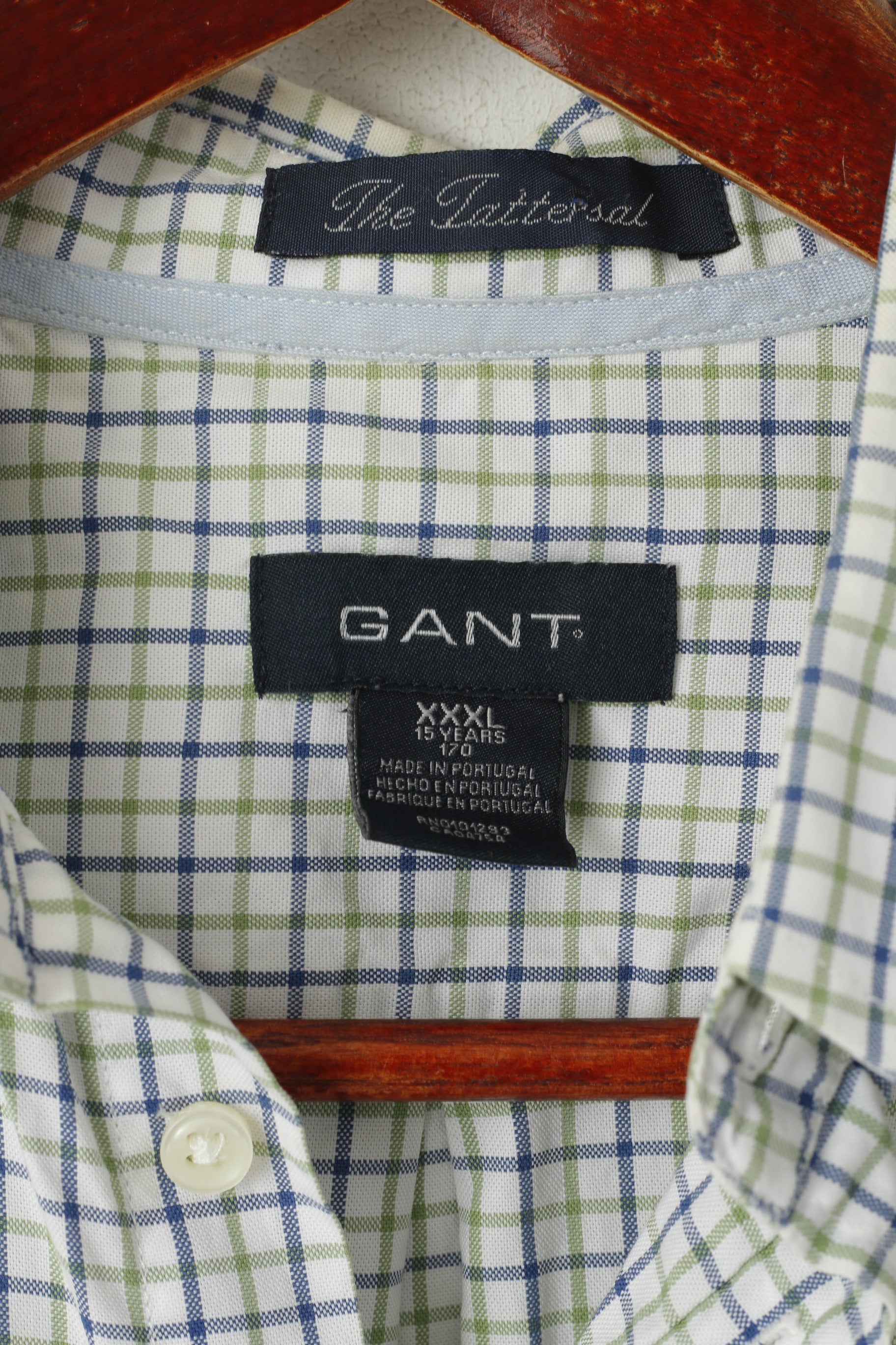 Gant Camicia casual da ragazzo di 15 anni Top a maniche lunghe in cotone tattersal con colletto button down verde