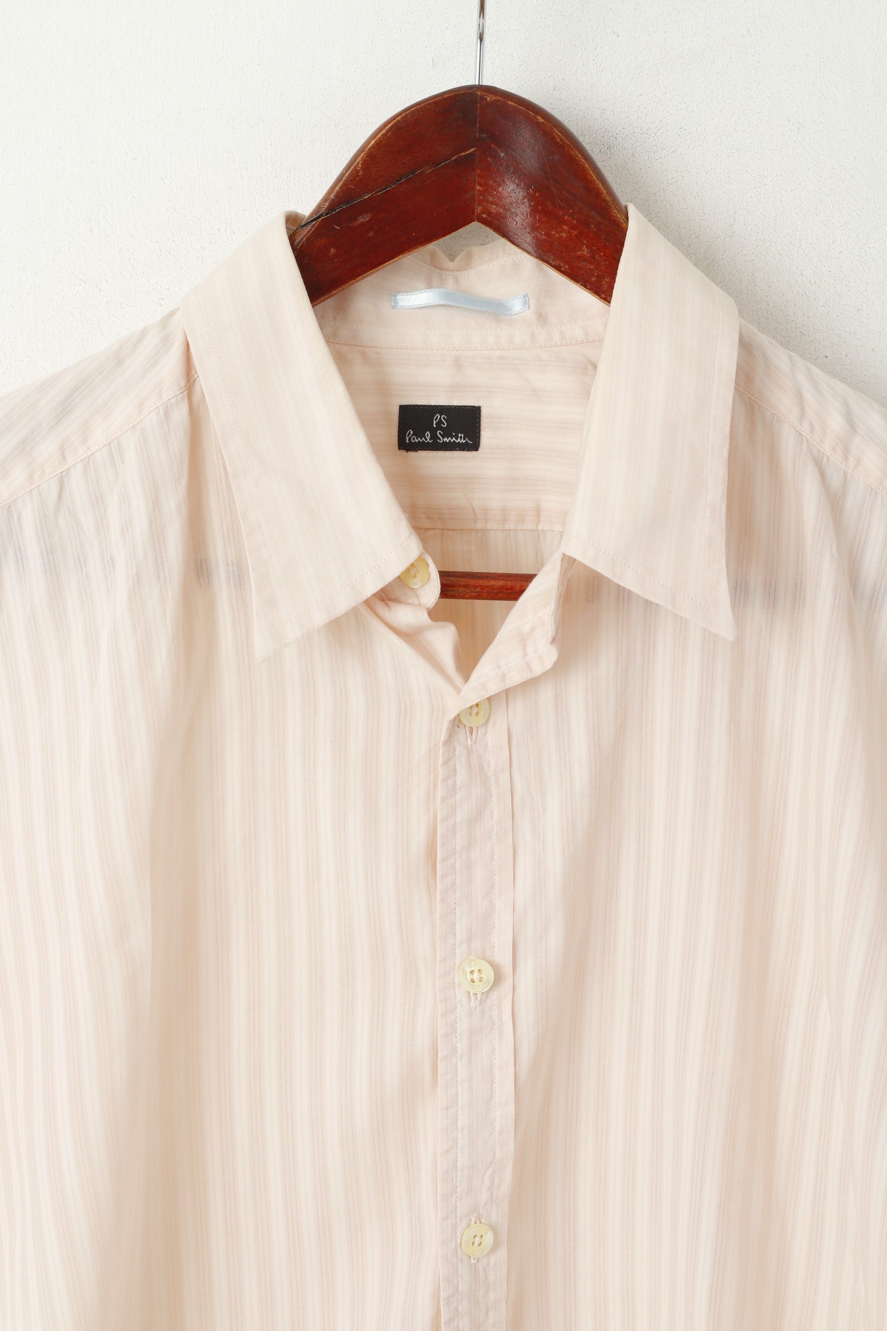 Paul Smith Women L Casual Shirt Pink Cotton Transparent Material Short Sleeve Top