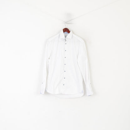 Stenstroms Men 39 15.5 M Casual Shirt White Cotton Fit Sweden Plain Long Sleeve Top