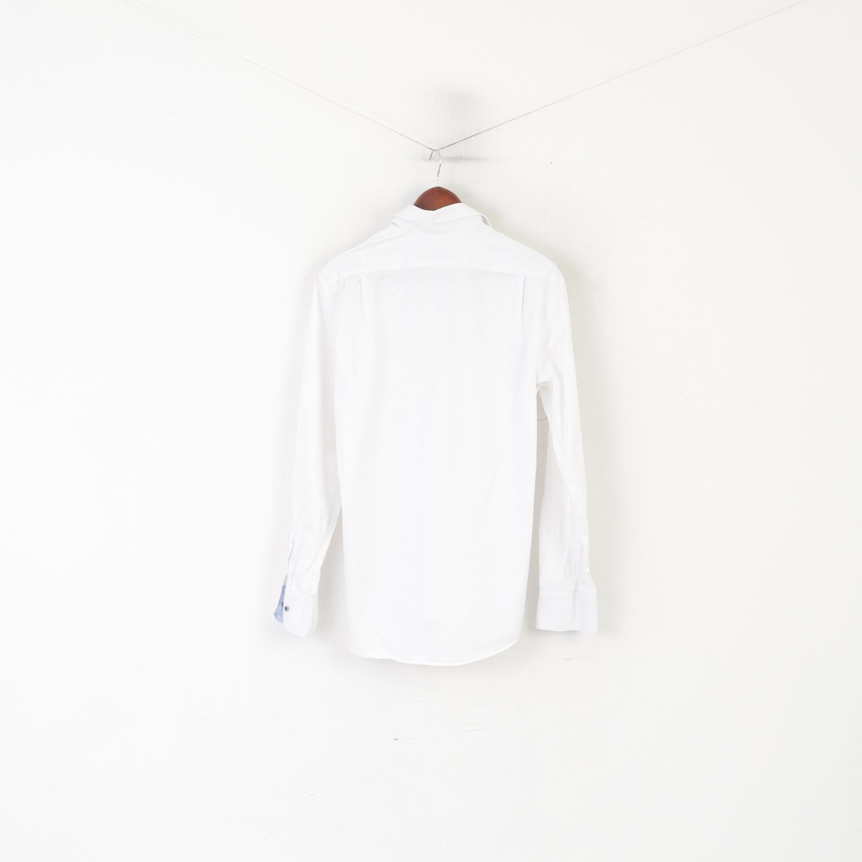 Stenstroms Men 39 15.5 M Casual Shirt White Cotton Fit Sweden Plain Long Sleeve Top