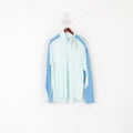 New Adidas Men 2XL Shirt Blue Slim Fit Training Zip Neck Activewear Long Sleeve Top