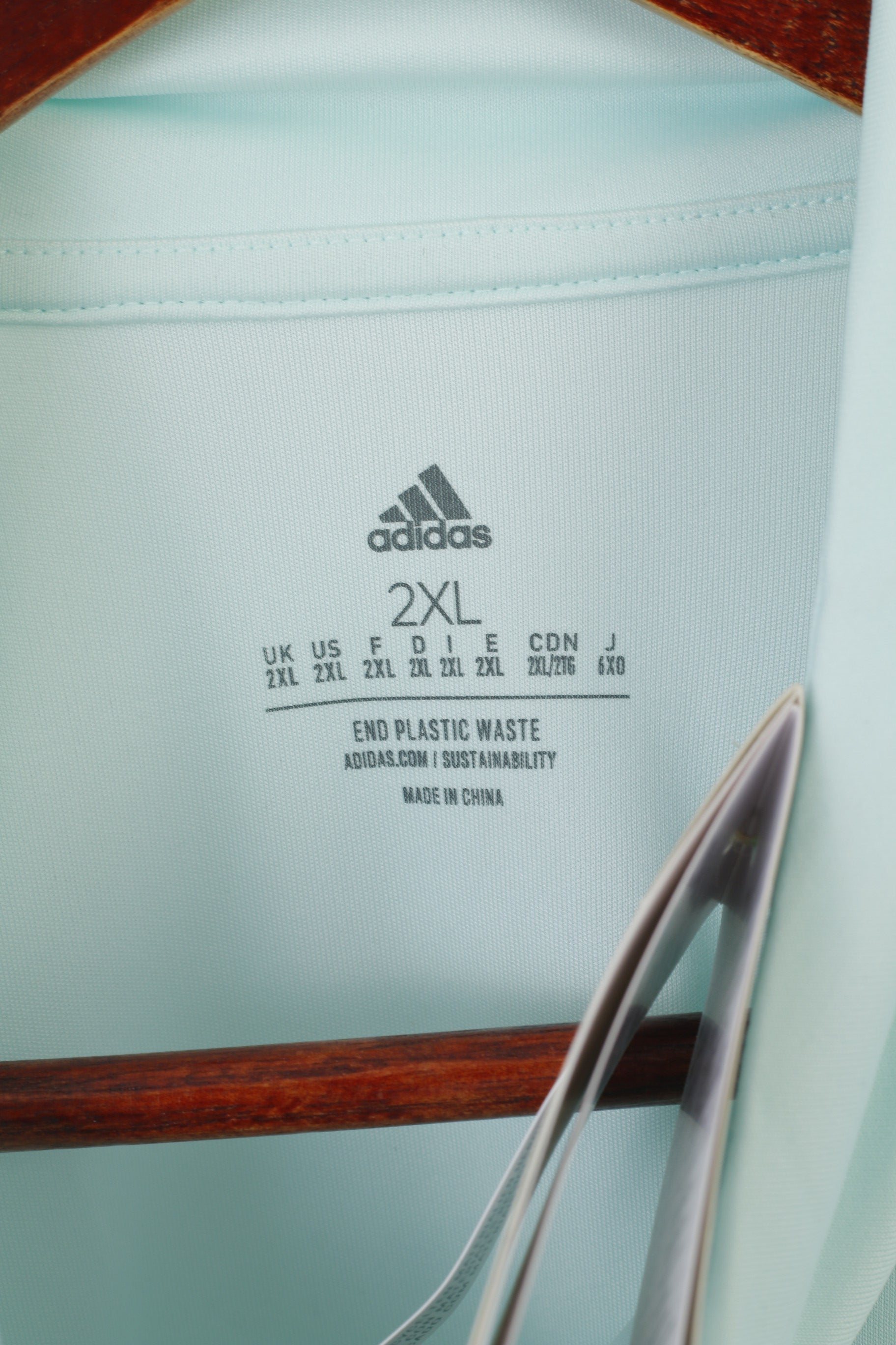 Nouveau Adidas hommes 2XL chemise bleu coupe ajustée entraînement col zippé vêtements de sport haut à manches longues