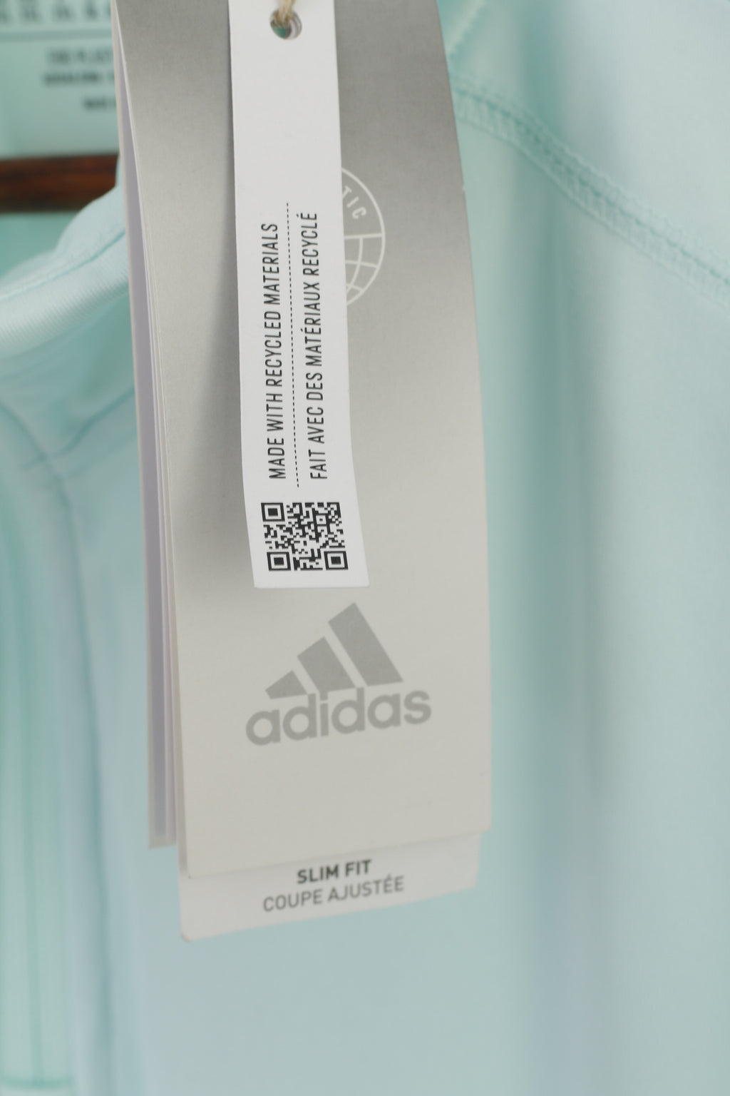Nouveau Adidas hommes 2XL chemise bleu coupe ajustée entraînement col zippé vêtements de sport haut à manches longues