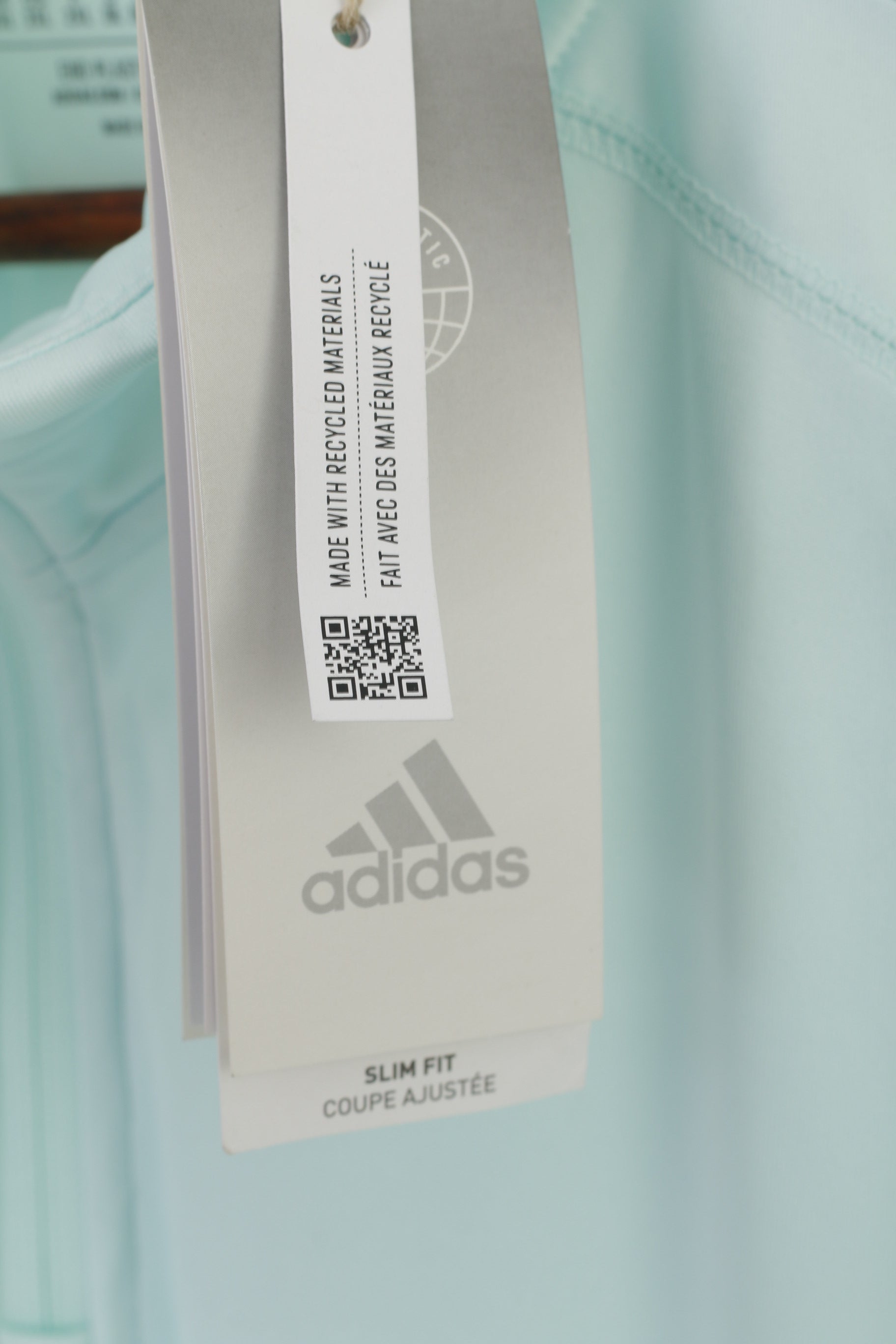 Nouveau Adidas hommes 2XL chemise bleu coupe ajustée entraînement col zippé vêtements de sport haut à manches longues
