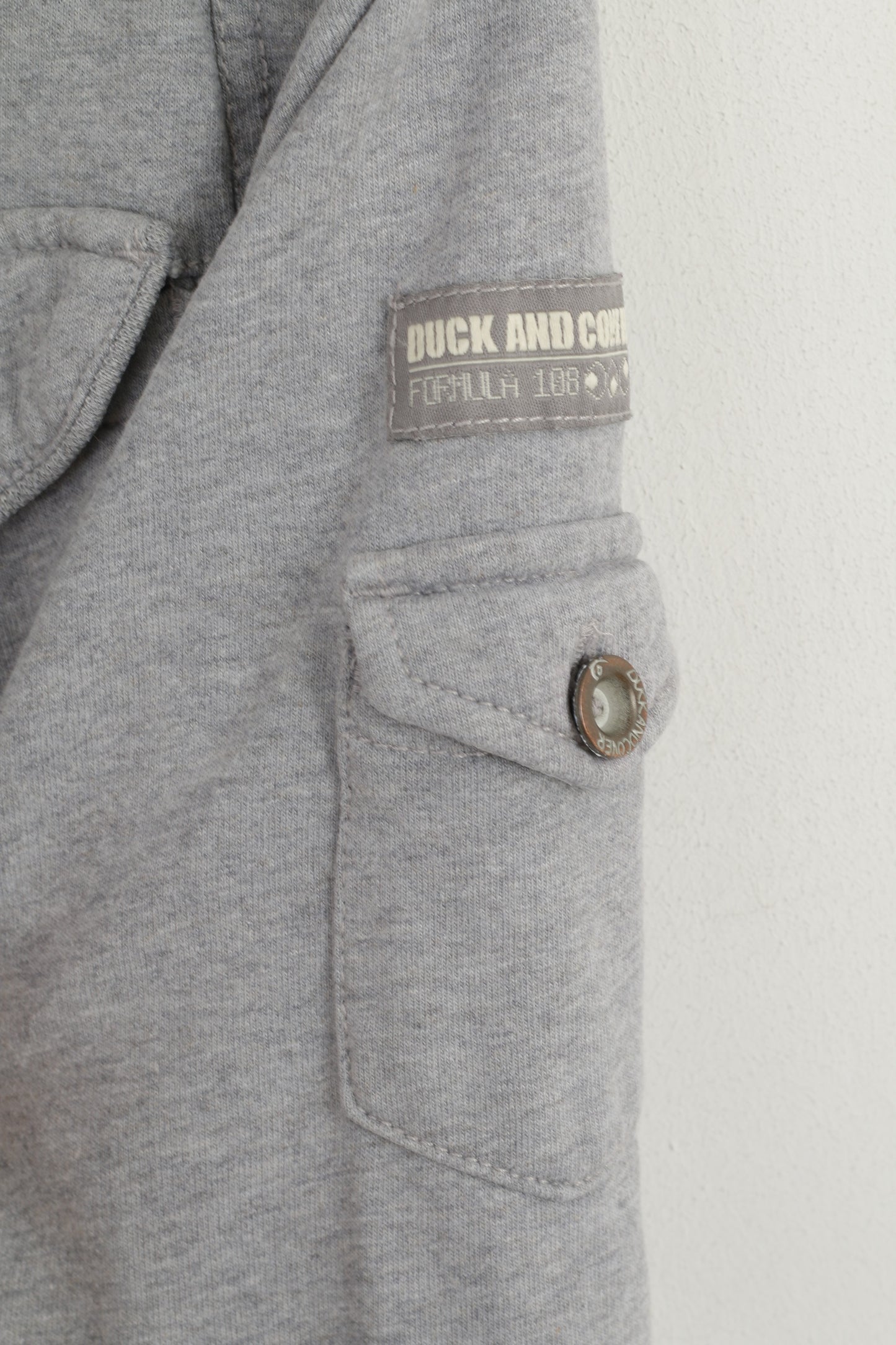 Felpa Duck and Cover da uomo XL (L) Top militare con cerniera intera in cotone grigio stile nobile