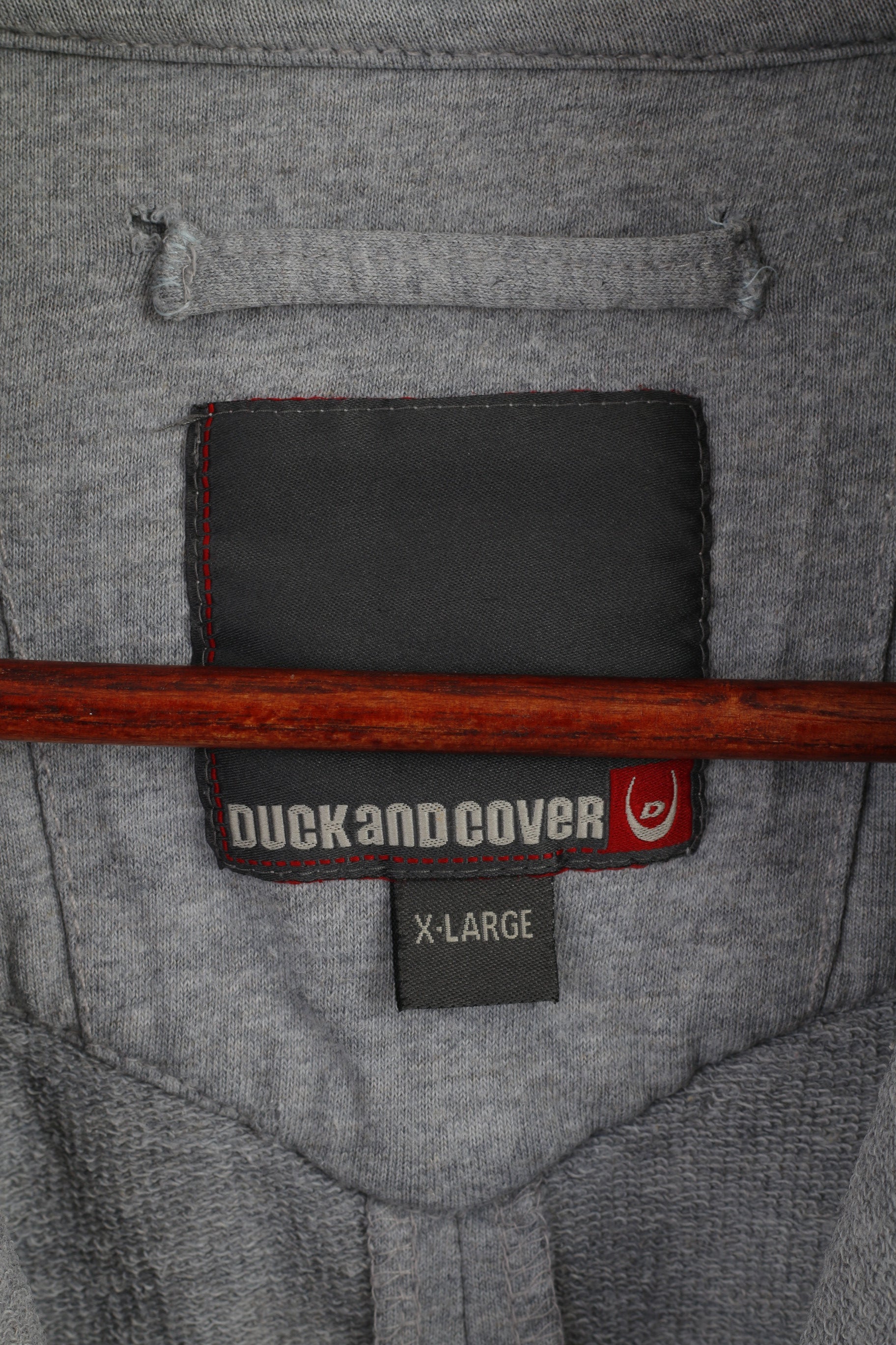 Duck and Cover Men XL (L) Sweatshirt Grey Cotton Noble Style Full Zipper Army Top