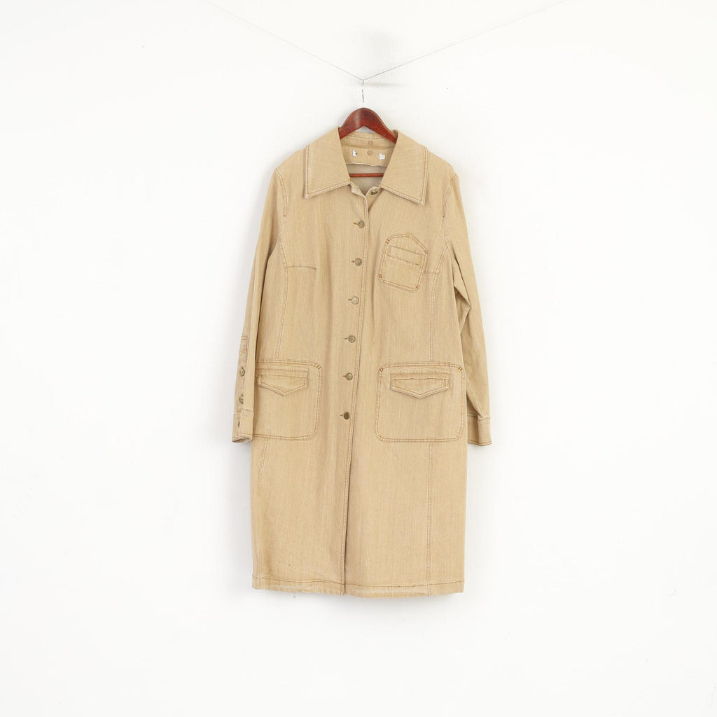 Pretty Mode Paola Joy Women 23 XL Coat Beige Cotton Denim Detailed Buttons