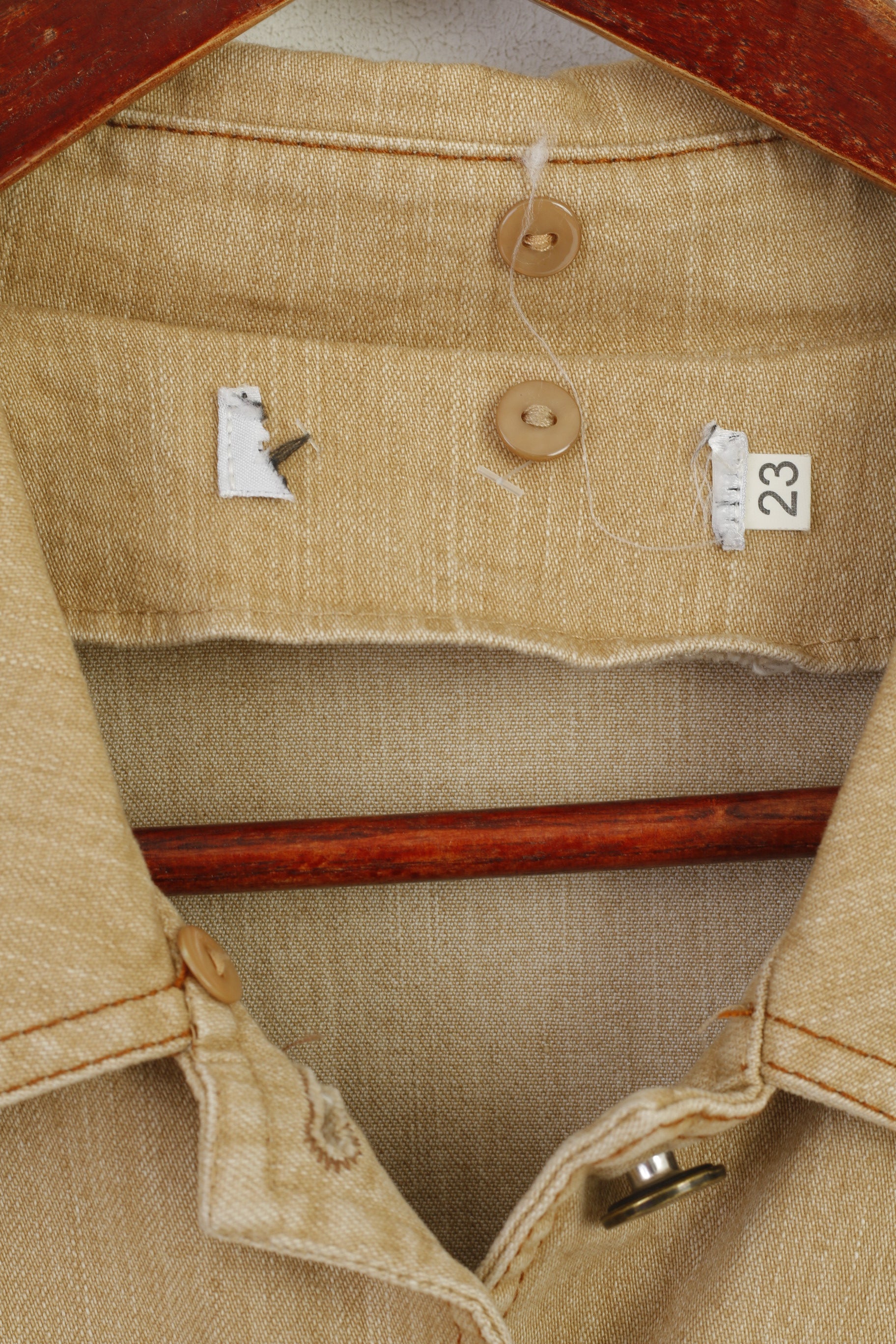 Pretty Mode Paola Joy Women 23 XL Coat Beige Cotton Denim Detailed Buttons