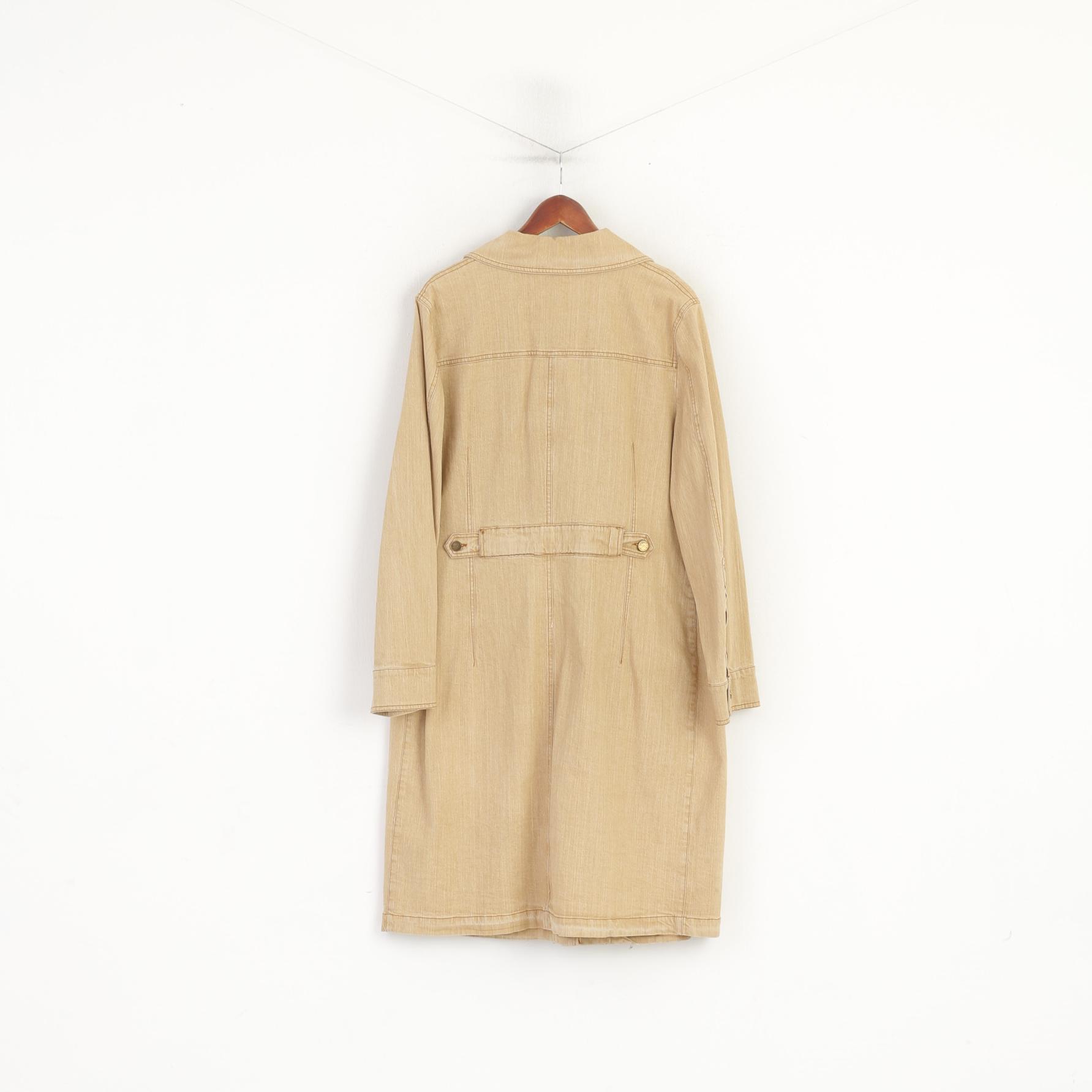 Pretty Mode Paola Joy Women 23 XL Coat Beige Cotton Denim Detailed Buttons