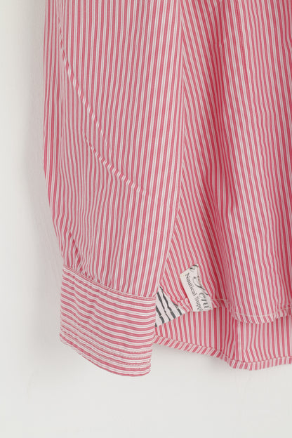 Gaastra Men XL Casual Shirt Pink Striped Cotton North Peninsula Island Long Sleeve Top