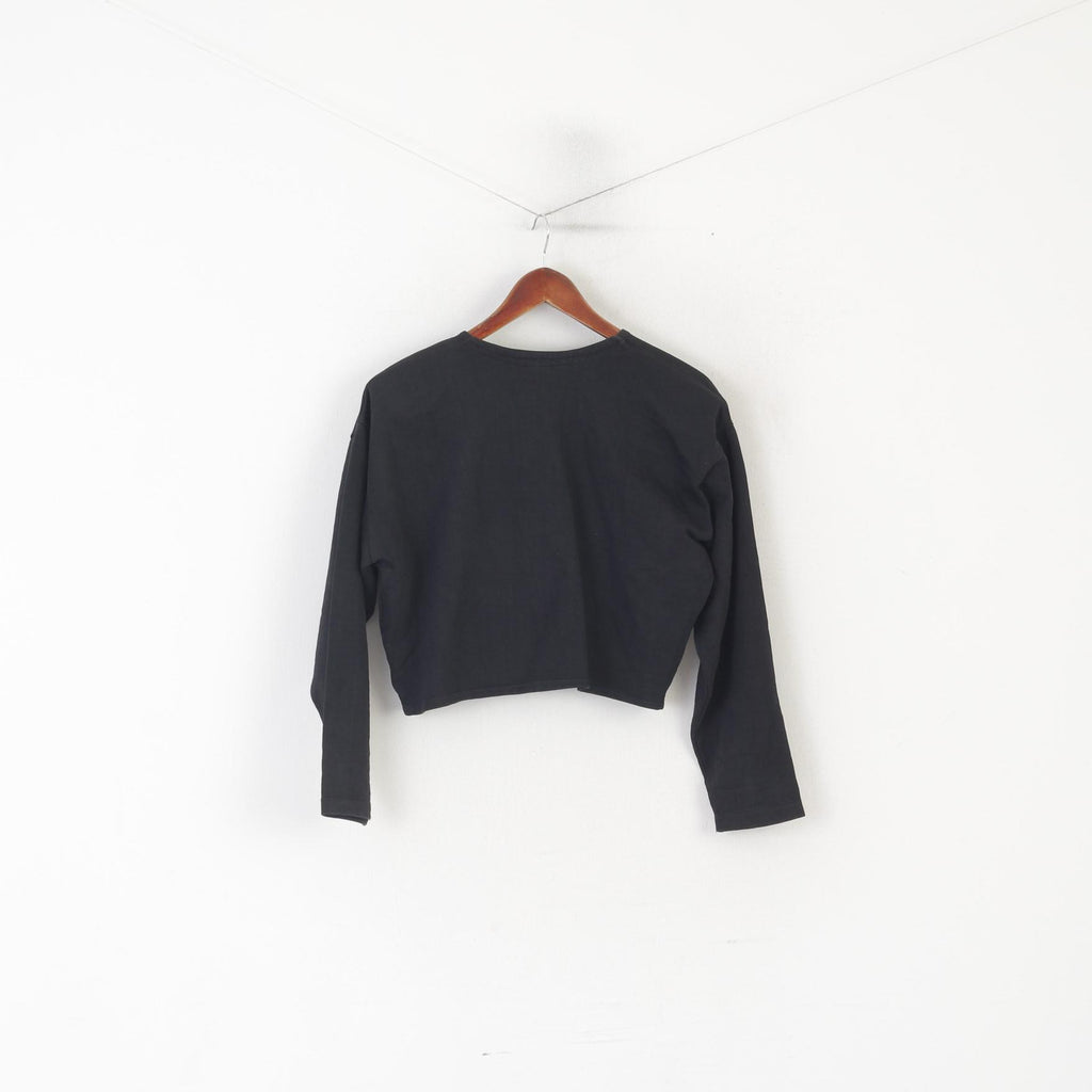 Blazer vintage da donna 38 M. Top in cotone nero con gemme di perle e spalline vintage