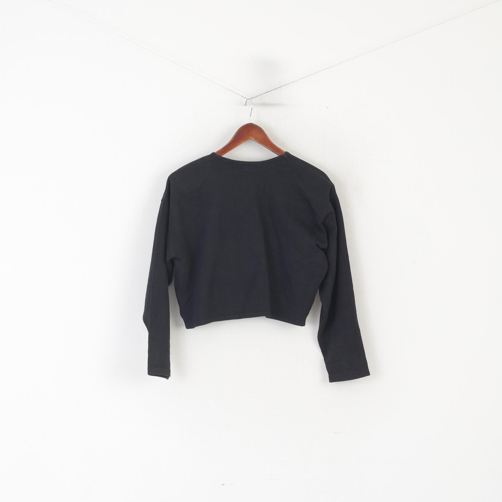 Blazer vintage da donna 38 M. Top in cotone nero con gemme di perle e spalline vintage