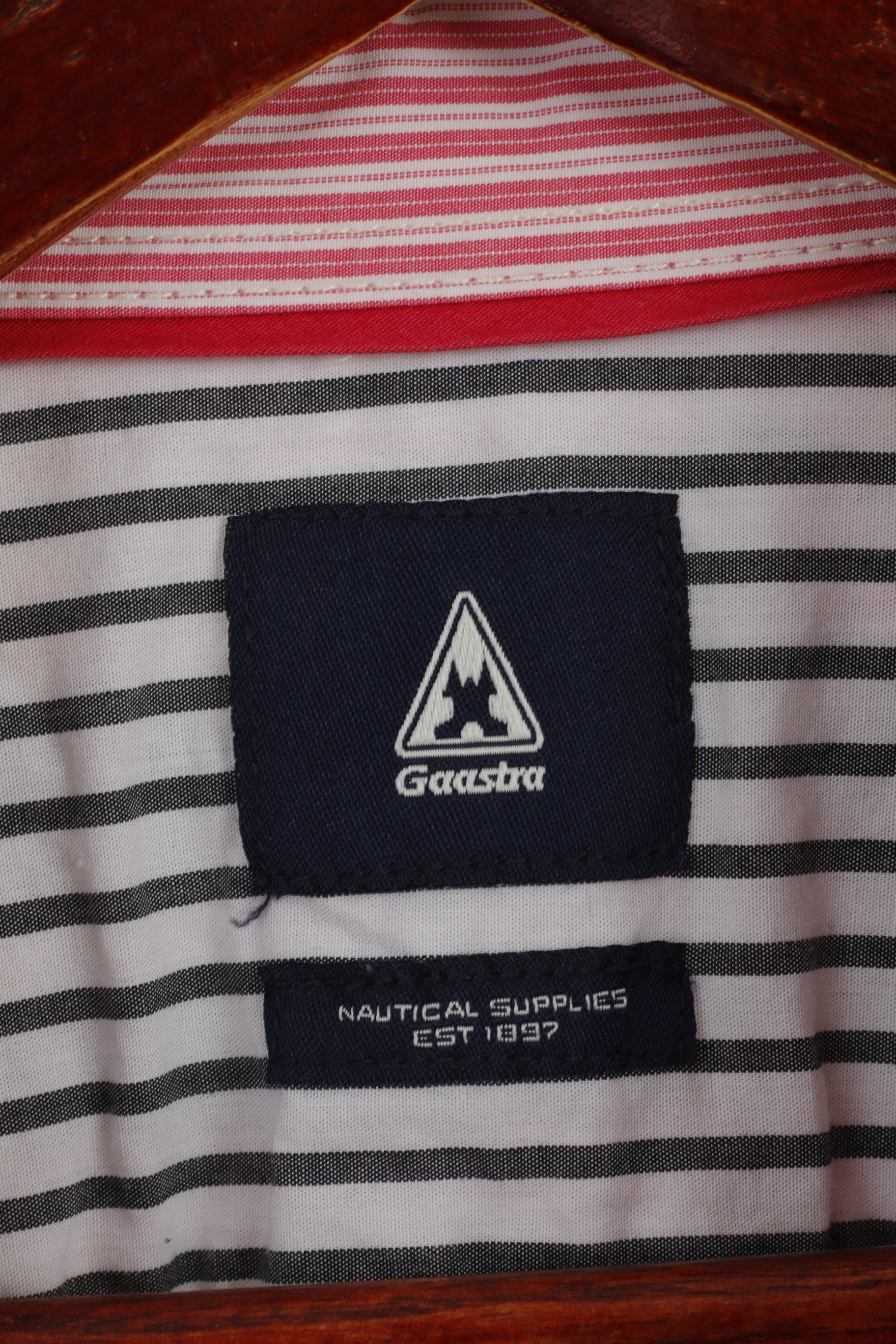 Gaastra Men XL Casual Shirt Pink Striped Cotton North Peninsula Island Long Sleeve Top