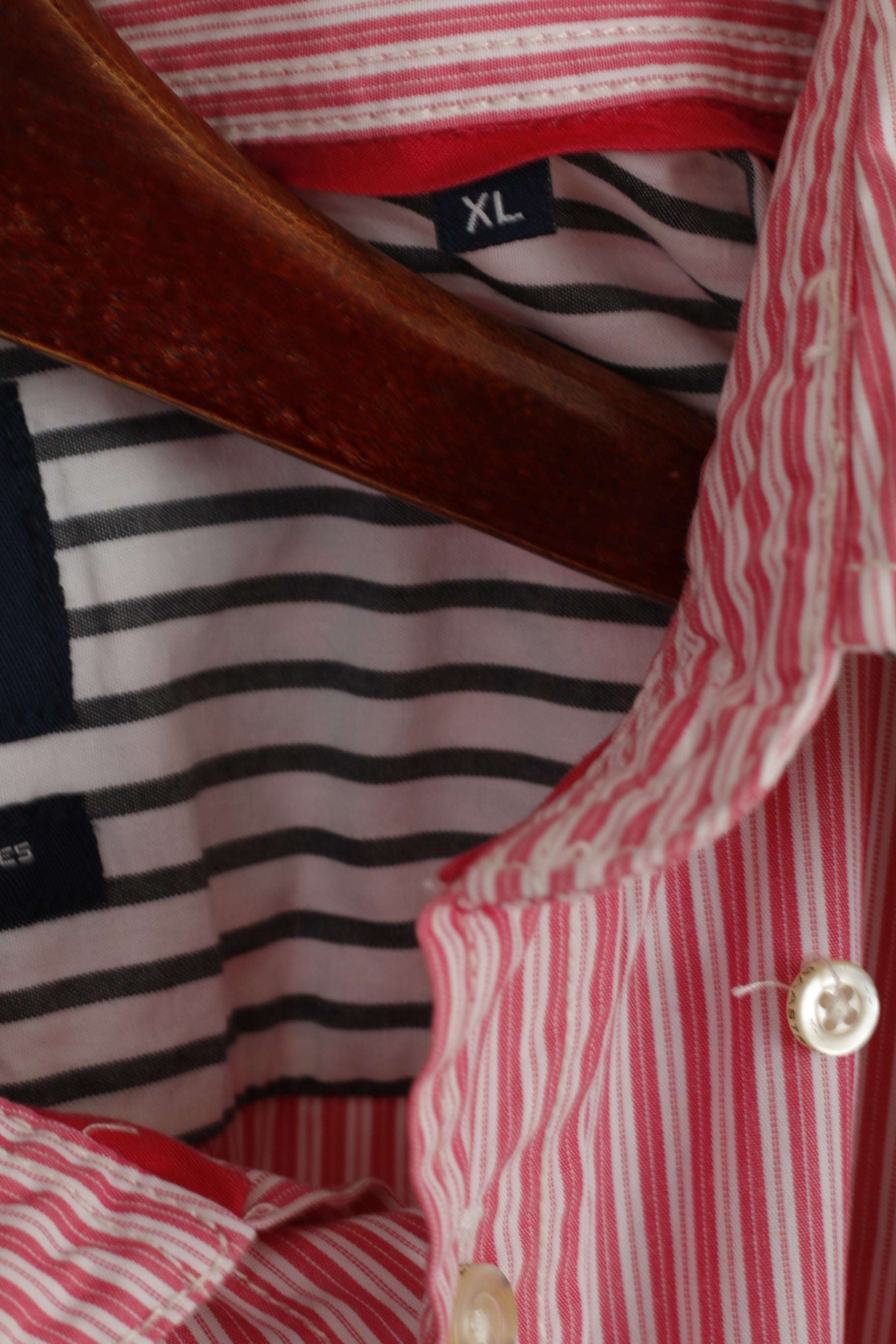 Gaastra Men XL Casual Shirt Pink Striped Cotton North Peninsula Island Long Sleeve Top