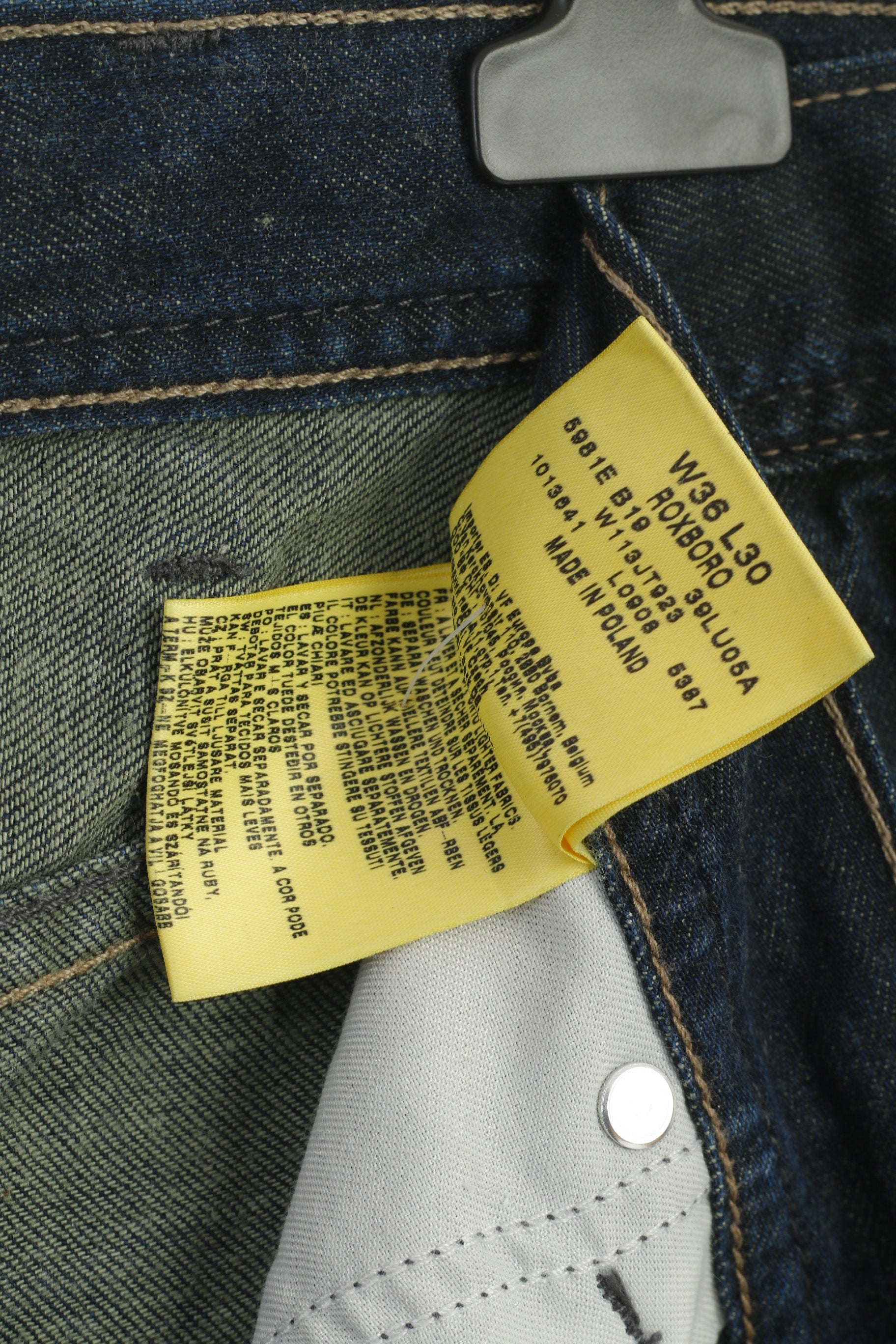 Wrangler Hommes 36 Jeans Pantalon Marine Denim Coton Vintage Roxboro Pantalon Classique