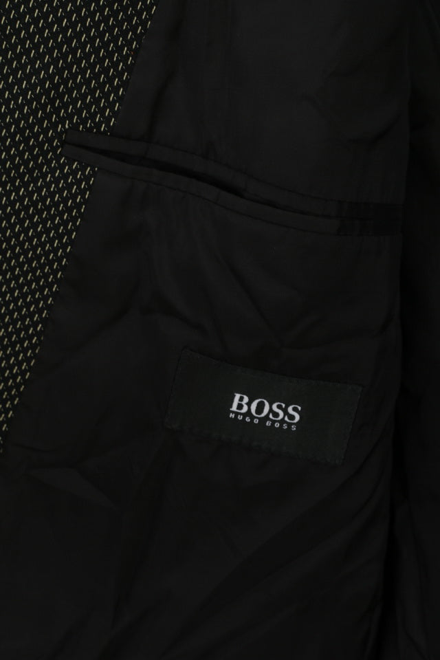 Hugo Boss Uomo 52 Blazer Giacca Einstein monopetto elasticizzata in lana nera oro