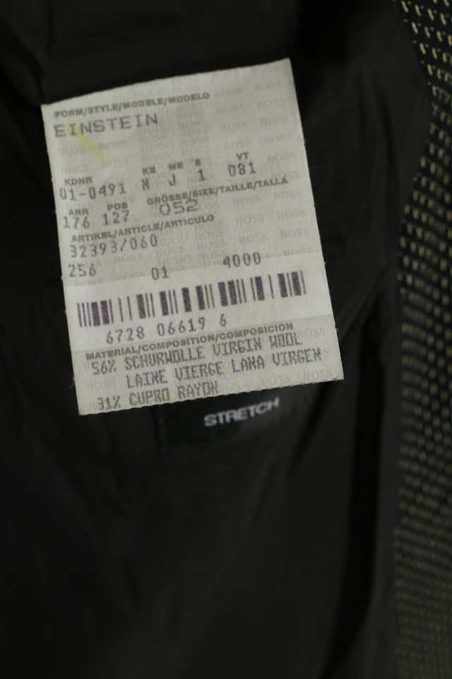 Hugo Boss Mens 52 Blazer Black Gold Wool Stretch Single Breasted Einstein Jacket