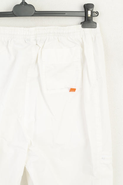 Nike Women L 173 Trousers White Cotton Thin Sportswear Training Pants
