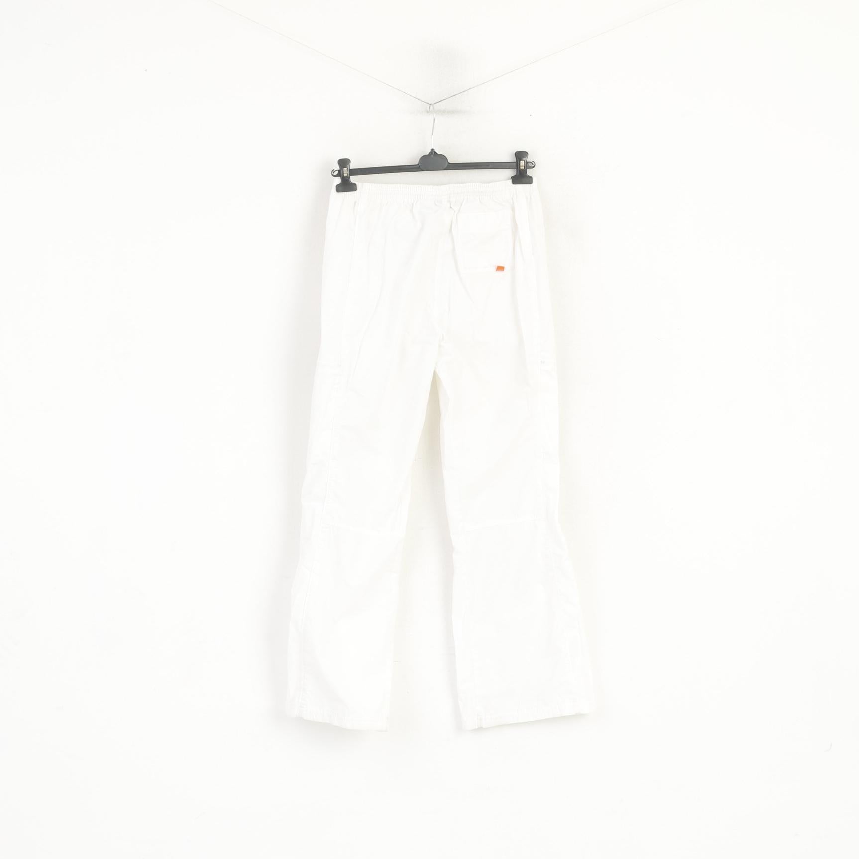 Nike Women L 173 Trousers White Cotton Thin Sportswear Training Pants