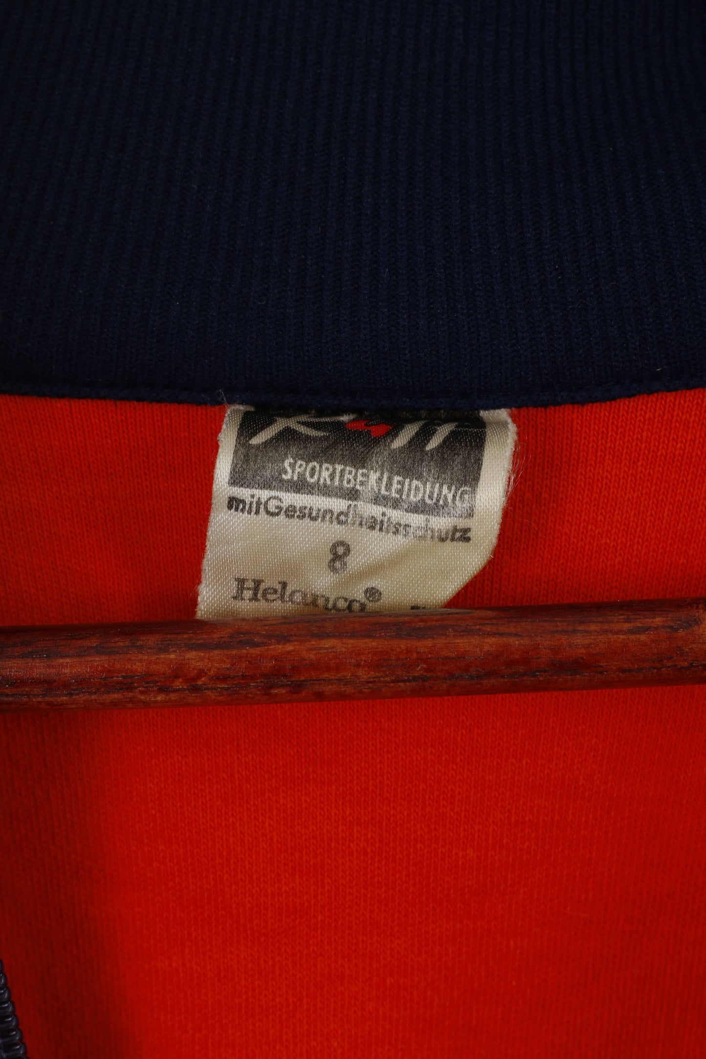 Ruff mit Gesunheitsschutz Men 8 L Sweatshirt Orange Nylon Vintage 80s Full Zipper Top