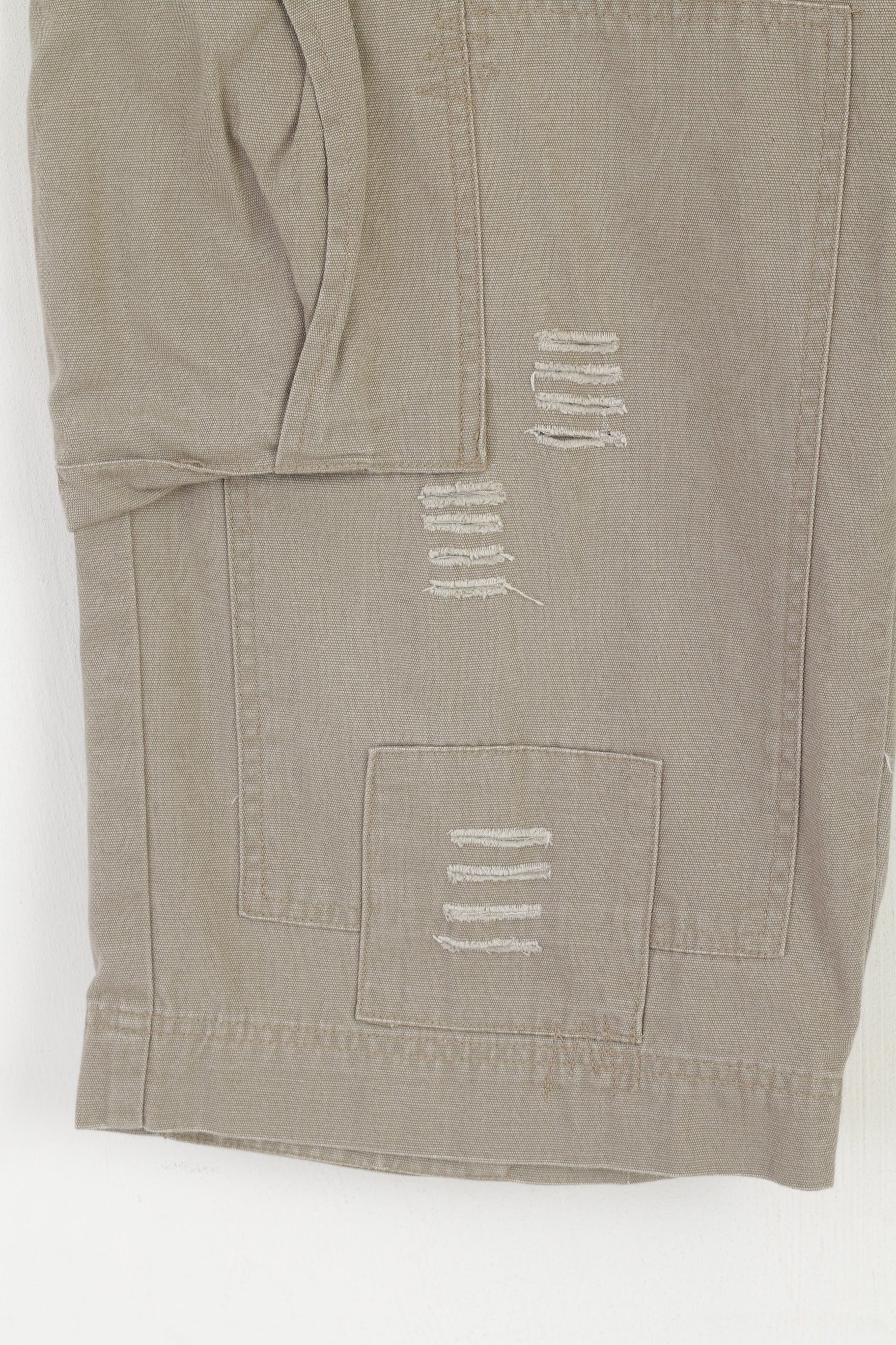 Plusminus By Chiemsee Hommes XL Short Beige Coton Cargo Combat Brodé