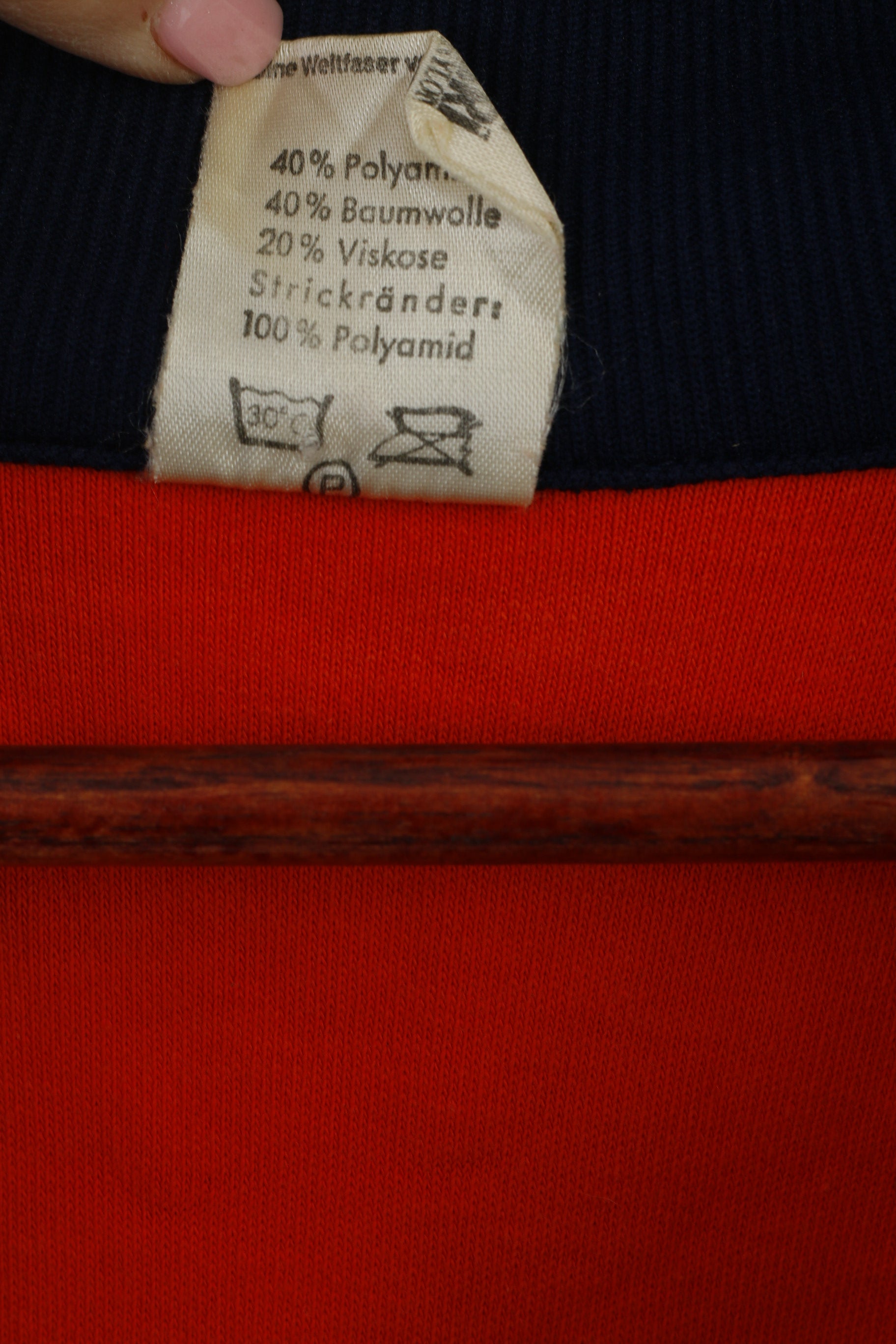 Ruff mit Gesunheitsschutz Men 8 L Sweatshirt Orange Nylon Vintage 80s Full Zipper Top