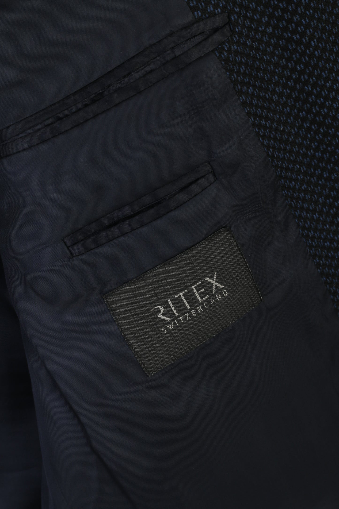 Ritex Uomo 42 Blazer Navy Lana Cashmere Giacca monopetto vintage Svizzera