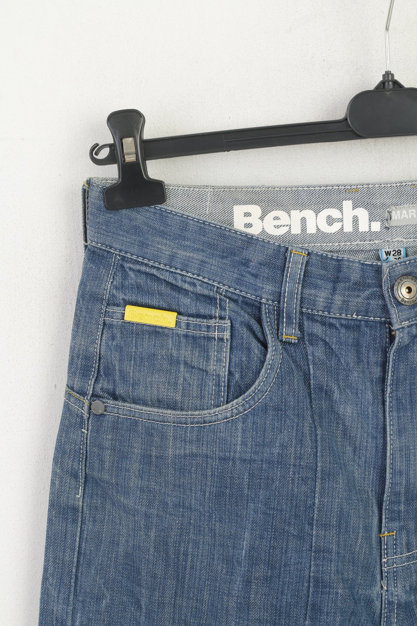 Bench Men 28 Jeans Trousers Blue Denim Cotton Marathon V2 Wash Pants