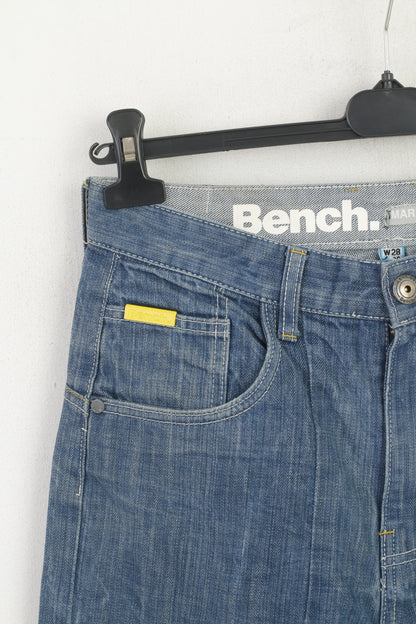 Pantaloni da uomo Bench 28 Jeans Pantaloni da lavaggio Marathon V2 in cotone denim blu