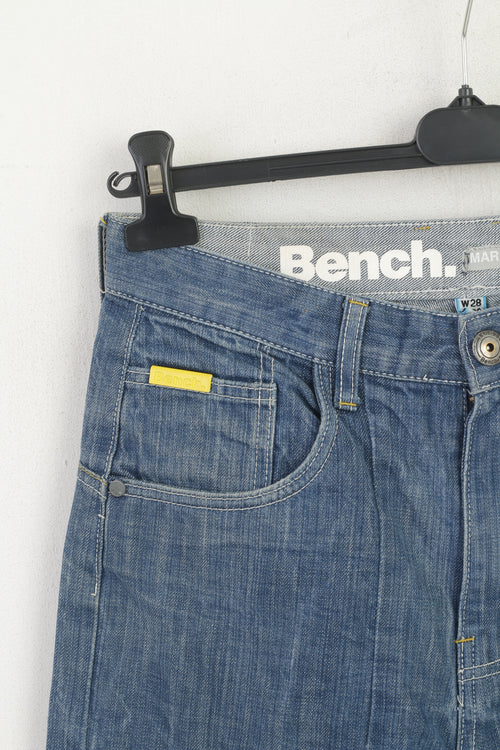 Bench Men 28 Jeans Pantalon Bleu Denim Coton Marathon V2 Wash Pantalon