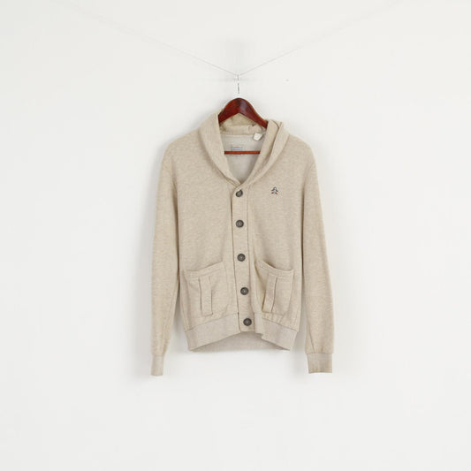 Original Penguin Men S Sweatshirt Beige Cotton Button Front Cardigan Classic Top