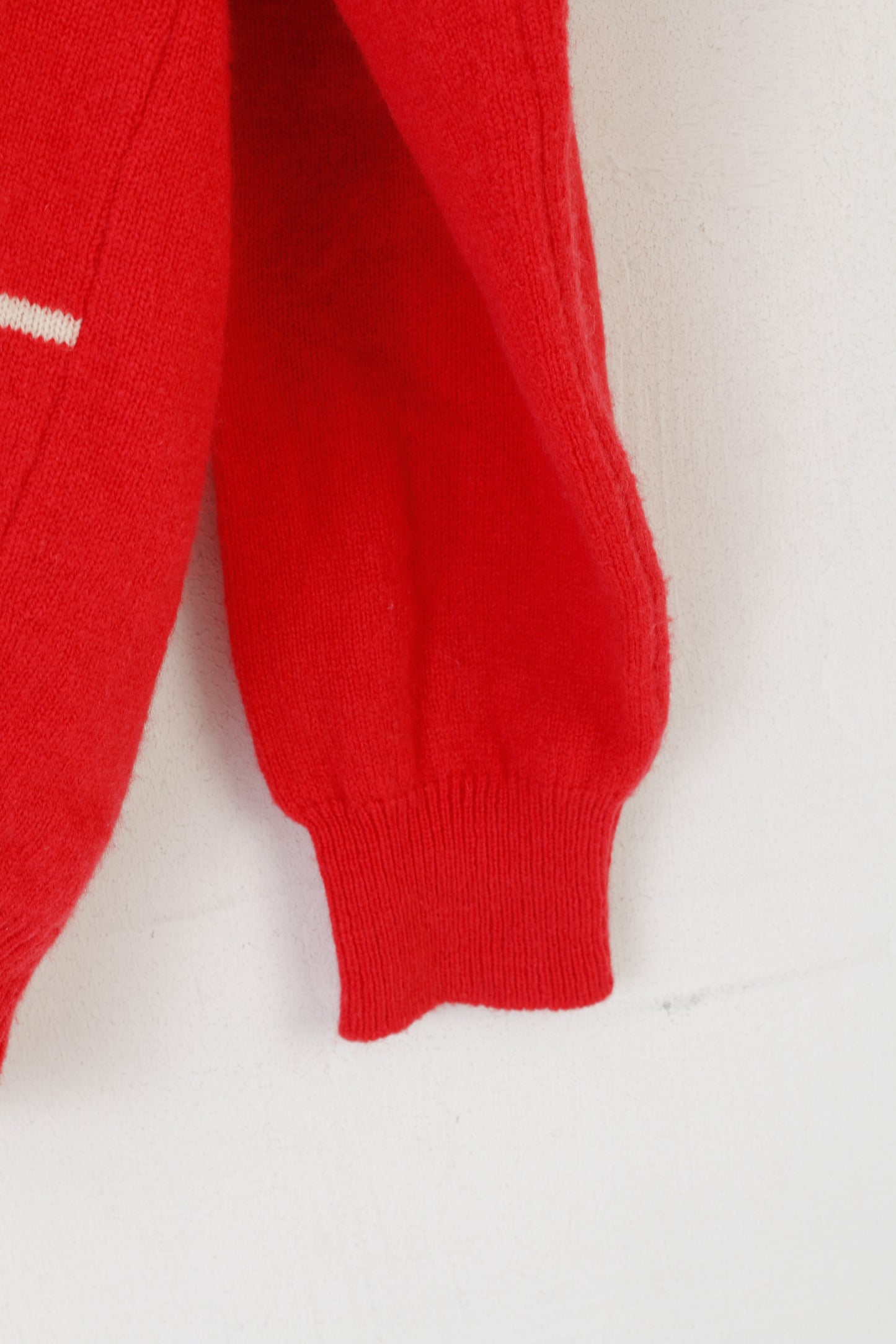 Golden Bear Jack Nicklaus Men 42 L Jumper Red Pure Wool V Neck Vintage Sweater