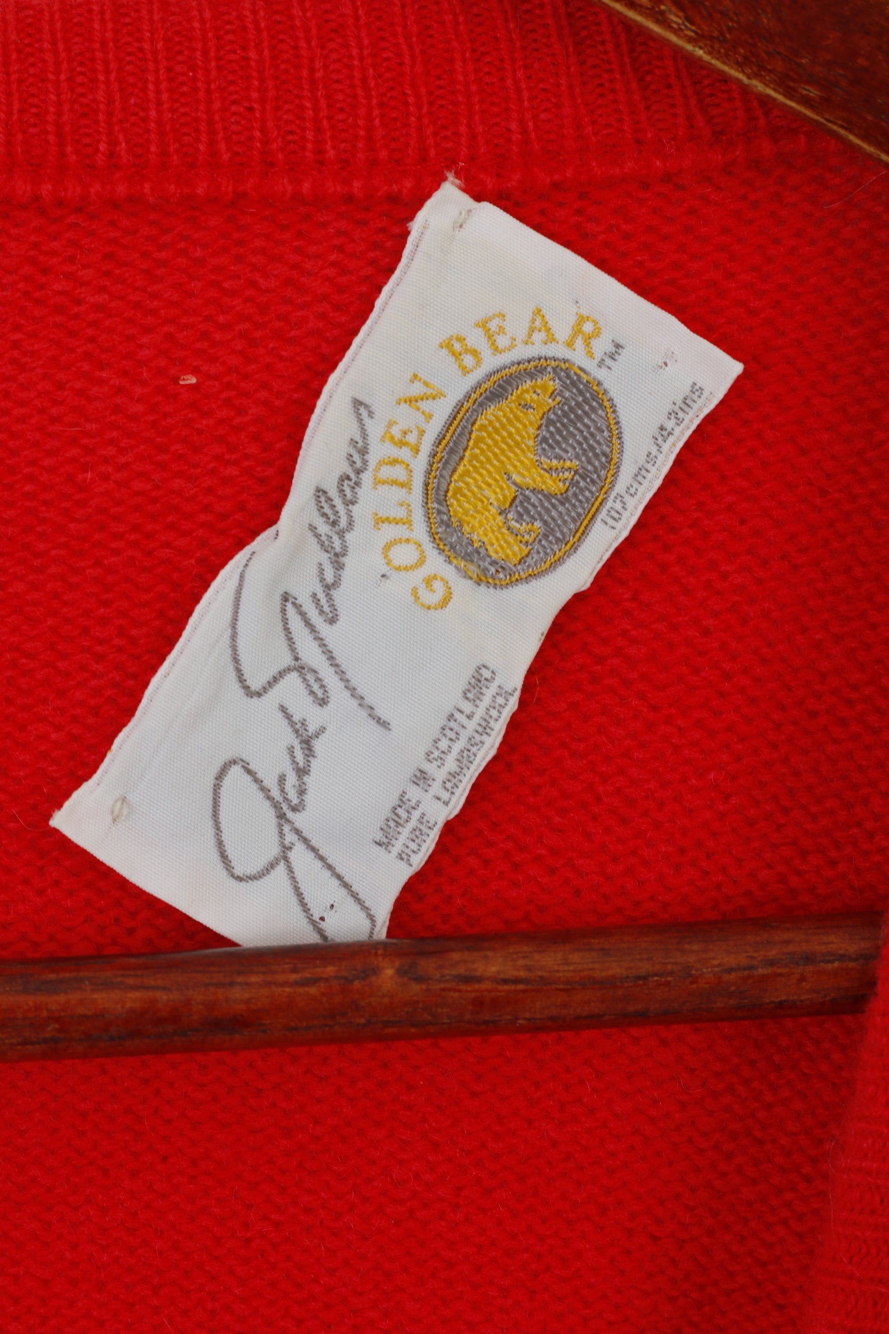 Golden Bear Jack Nicklaus Hommes 42 L Pull Rouge Pure Laine Col V Pull Vintage