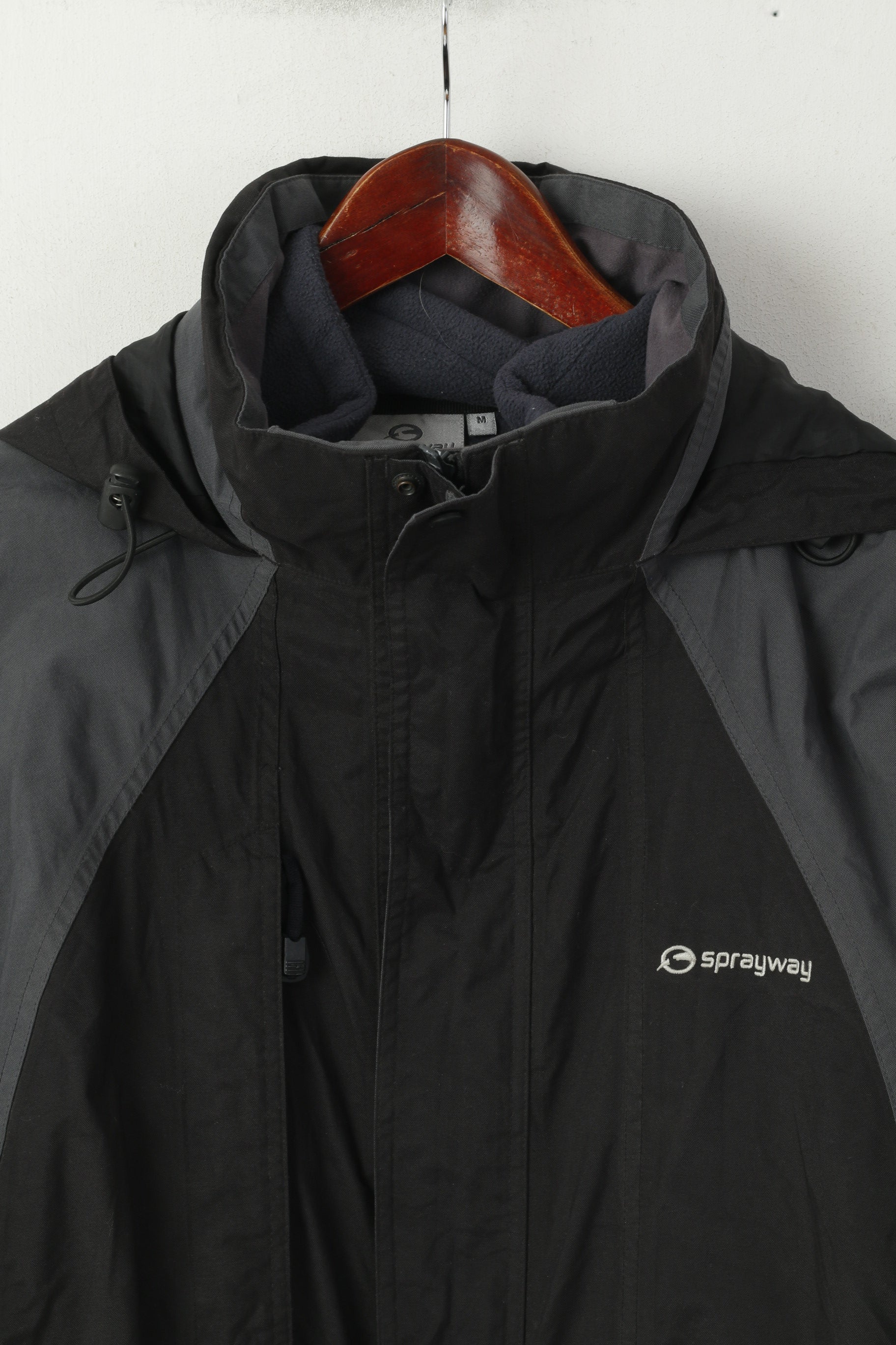 Sprayway Men M Jacket Grey 2w1 Removable Lining Fleece Full Zipper Hooded Outdoor Top