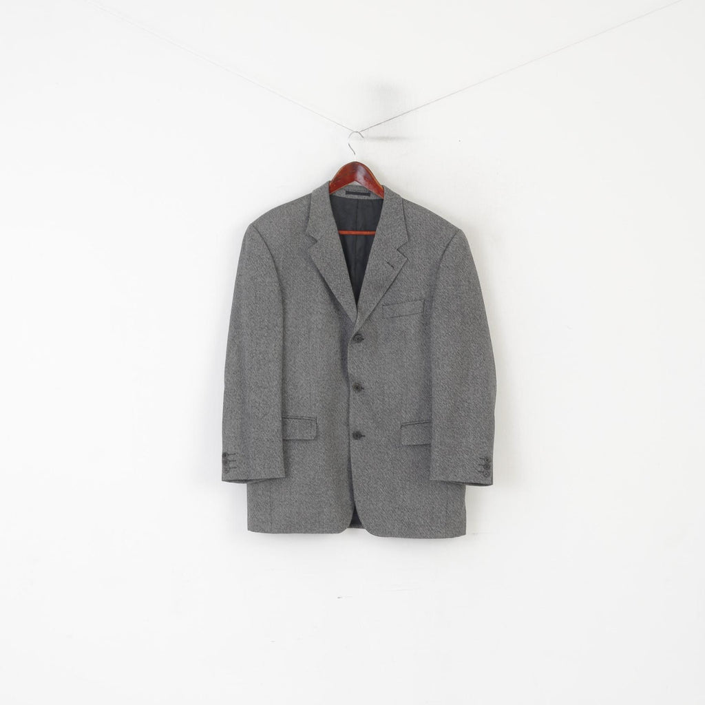 Lino Vierra Men 40 Blazer Gray Pure Wool Vintage Single Breasted Woolmark Jacket