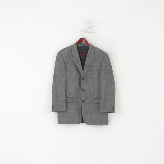 Lino Vierra Men 40 Blazer Gray Pure Wool Vintage Single Breasted Woolmark Jacket