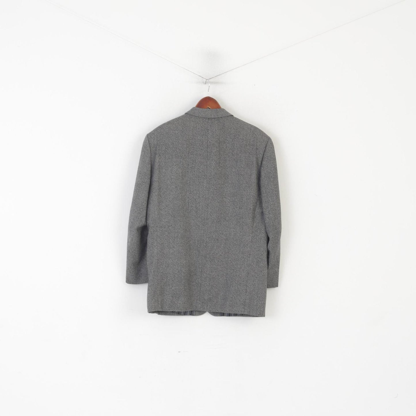 Lino Vierra Uomo 40 Blazer Grigio Pura Lana Giacca Vintage Monopetto Woolmark