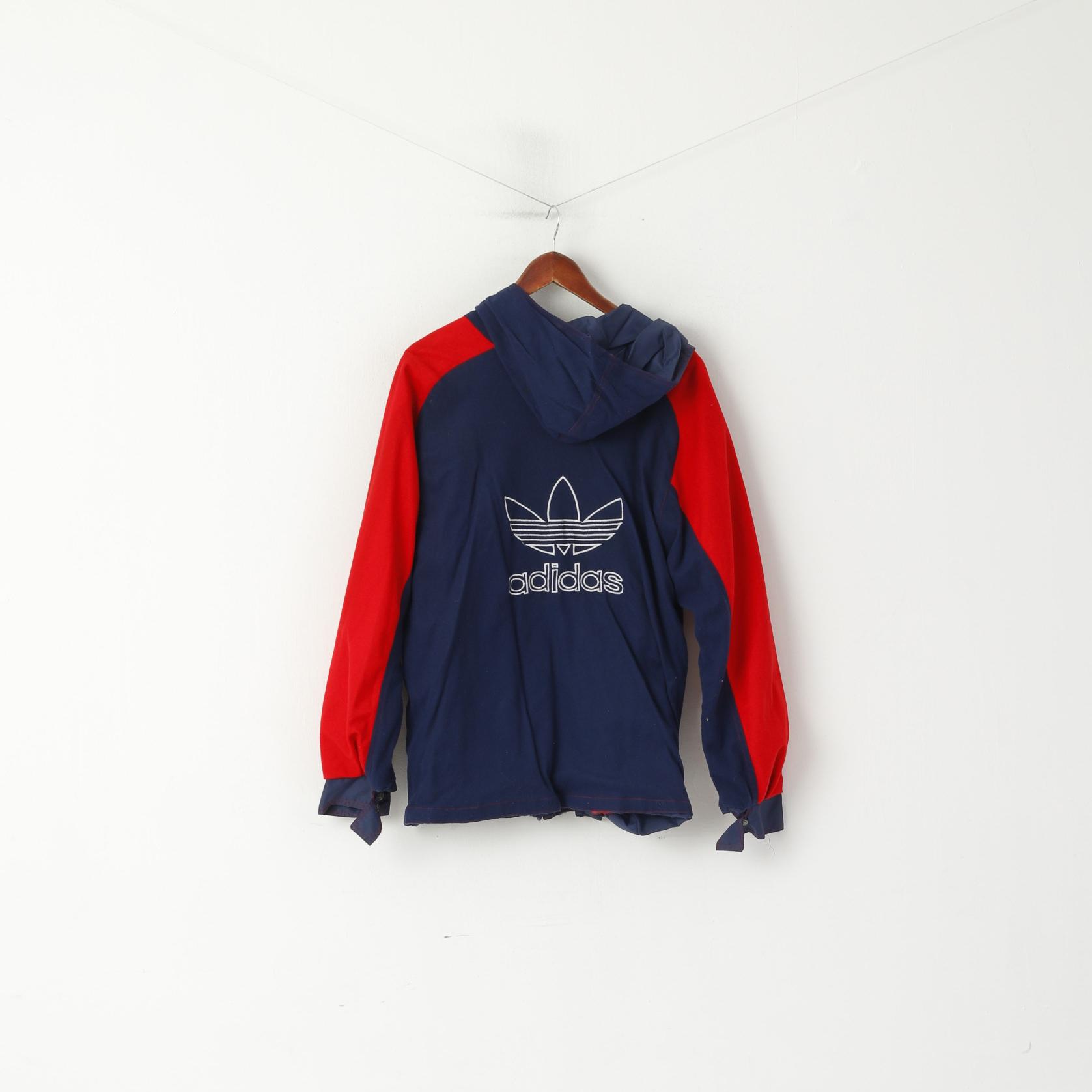 Adidas Men M Jacket Navy Vintage Red Double Sided Hooded Lightweight T