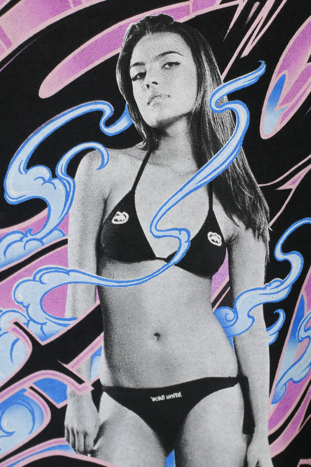 Ecko Unltd. T-shirt à col rond pour hommes et femmes, en coton noir, Design graphique