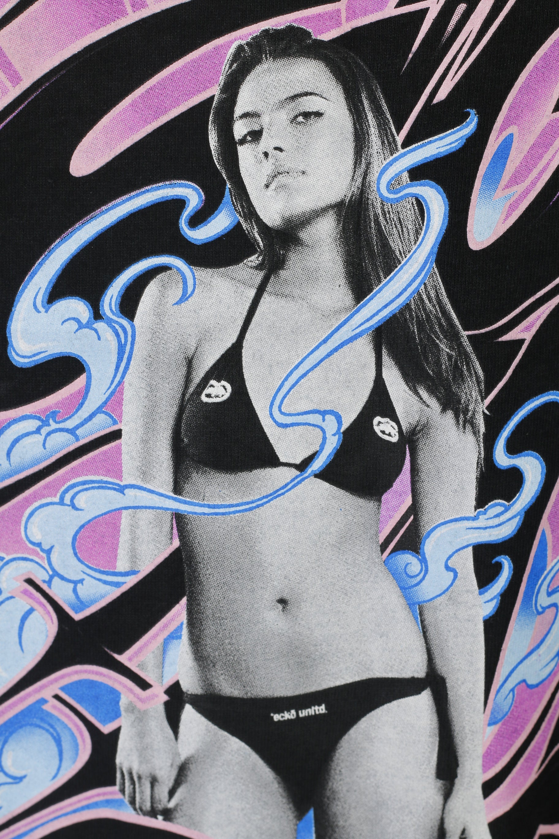 Ecko Unltd. T-shirt à col rond pour hommes et femmes, en coton noir, Design graphique