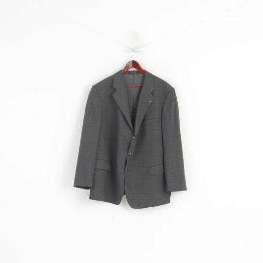 KLOTZ Men 59 XXL Blazer Grey Wool Blend Gutco Germany Single Breasted Jacket