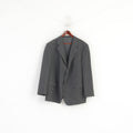 KLOTZ Uomo 59 XXL Blazer Grigio Misto Lana Gutco Germany Giacca monopetto