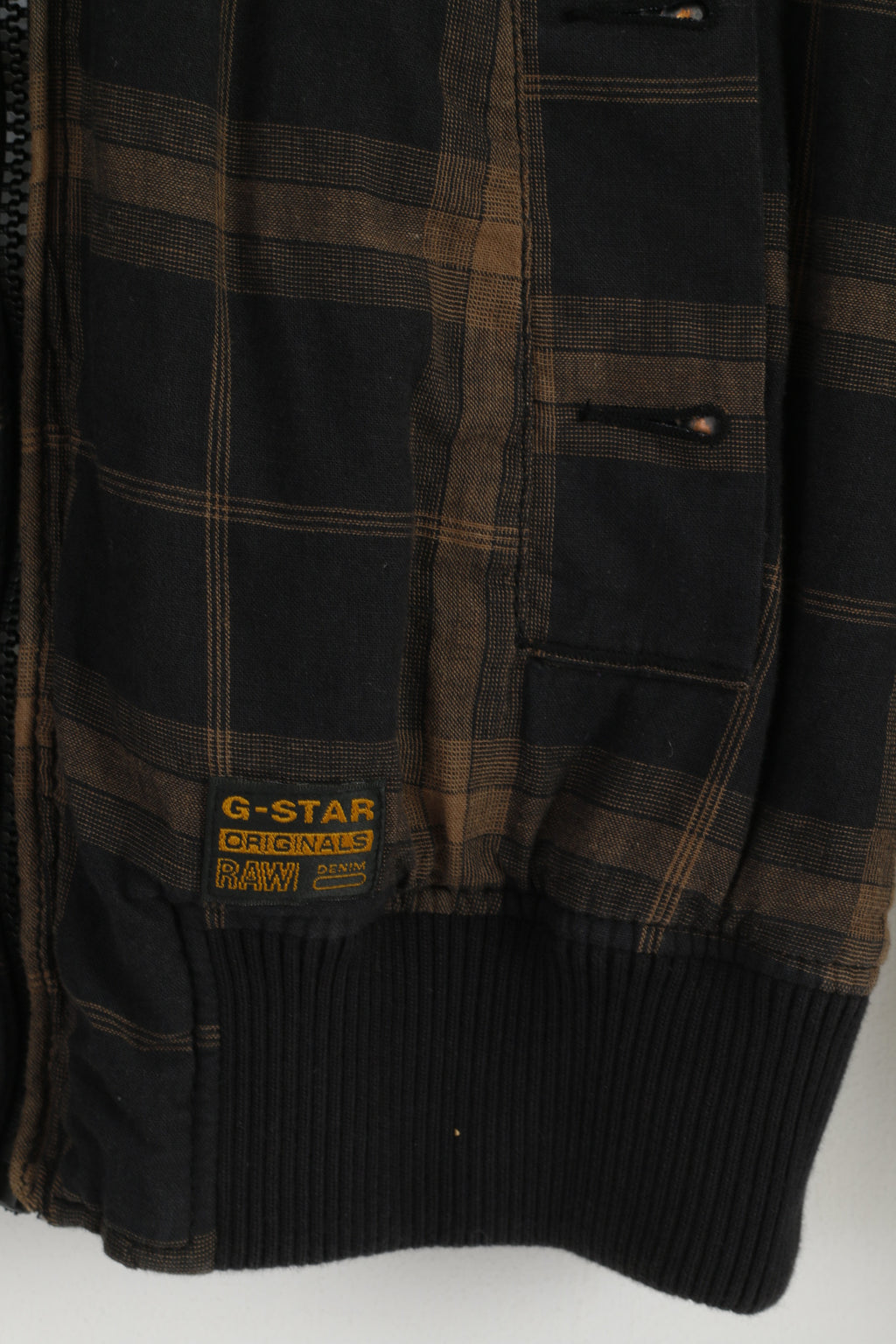 Giacca G-Star Raw Denim da donna M. Bomber marrone a quadri Astron con maniche raglan e zip