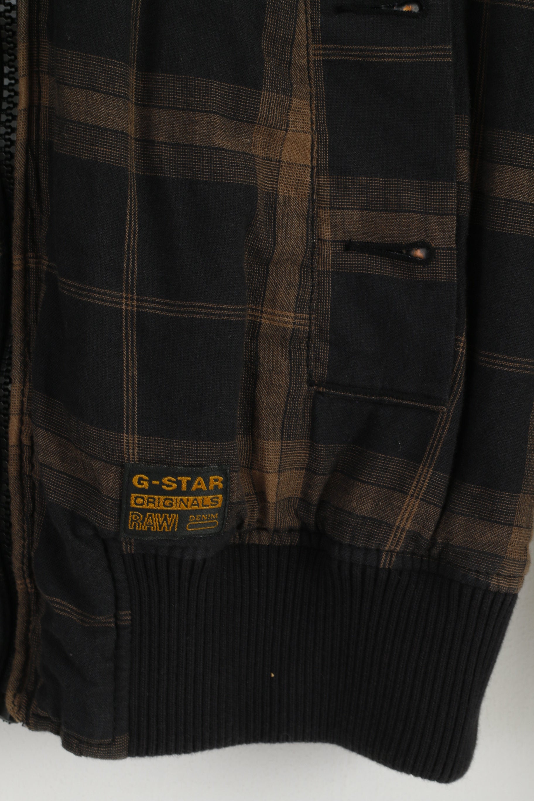 G-Star Raw Denim Femmes M Veste Marron Astron Check Bomber Manches Raglan Zip Up Top